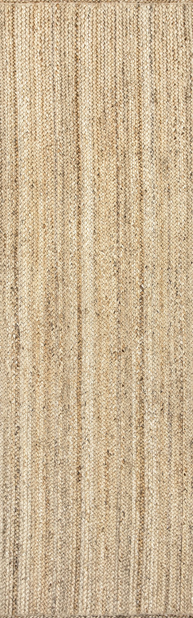 6a0b036c7f6a1deb72112b2aa549ebf10c4b72d6 Isolated view of Natural Runner Jute Braided Rug, showcasing its design