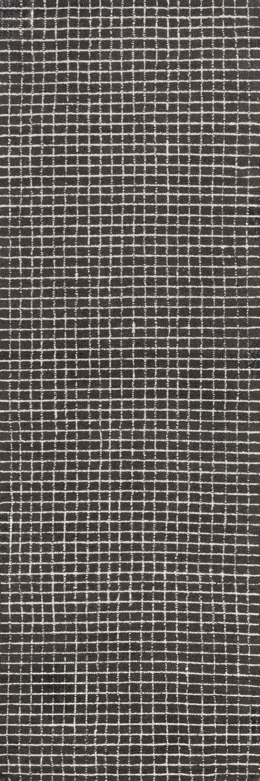 6b91ca9852d3ac98f0919942d65c1f0e9c3b97cb Isolated view of Charcoal Runner Melrose Checked Rug, showcasing its design