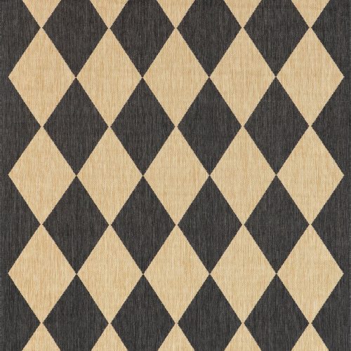 Isolated view of Dark Grey Runner Adelaide Harlequin Indoor/Outdoor Rug, showcasing its design