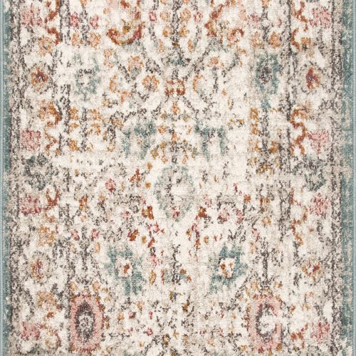Isolated view of Beige Runner Native Collage Rug, showcasing its design