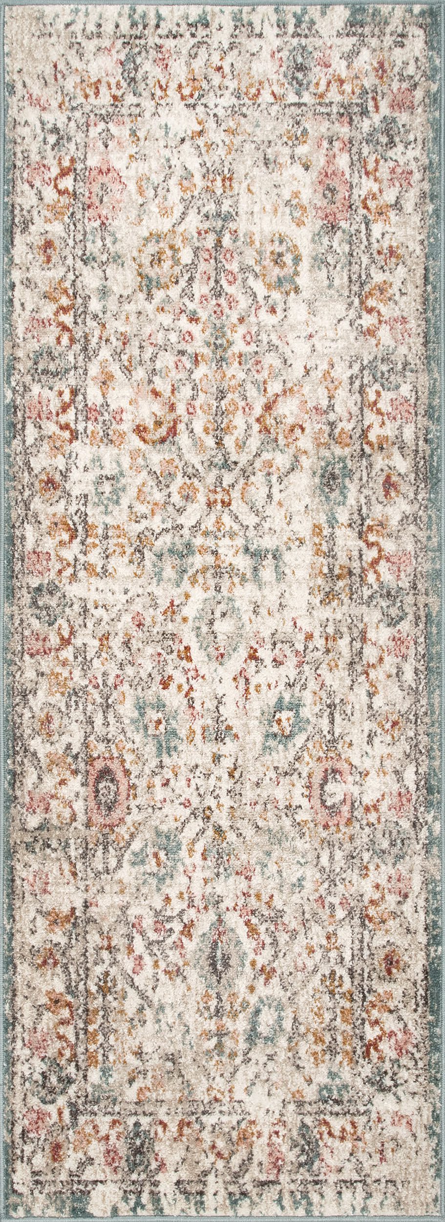703f34ab4d9480767f8b922555e32dcc9d4be6a6 Isolated view of Beige Runner Native Collage Rug, showcasing its design