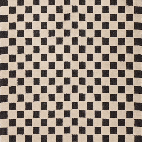Isolated view of Beige Rectangle Byss Checkered Textured Rug, showcasing its design