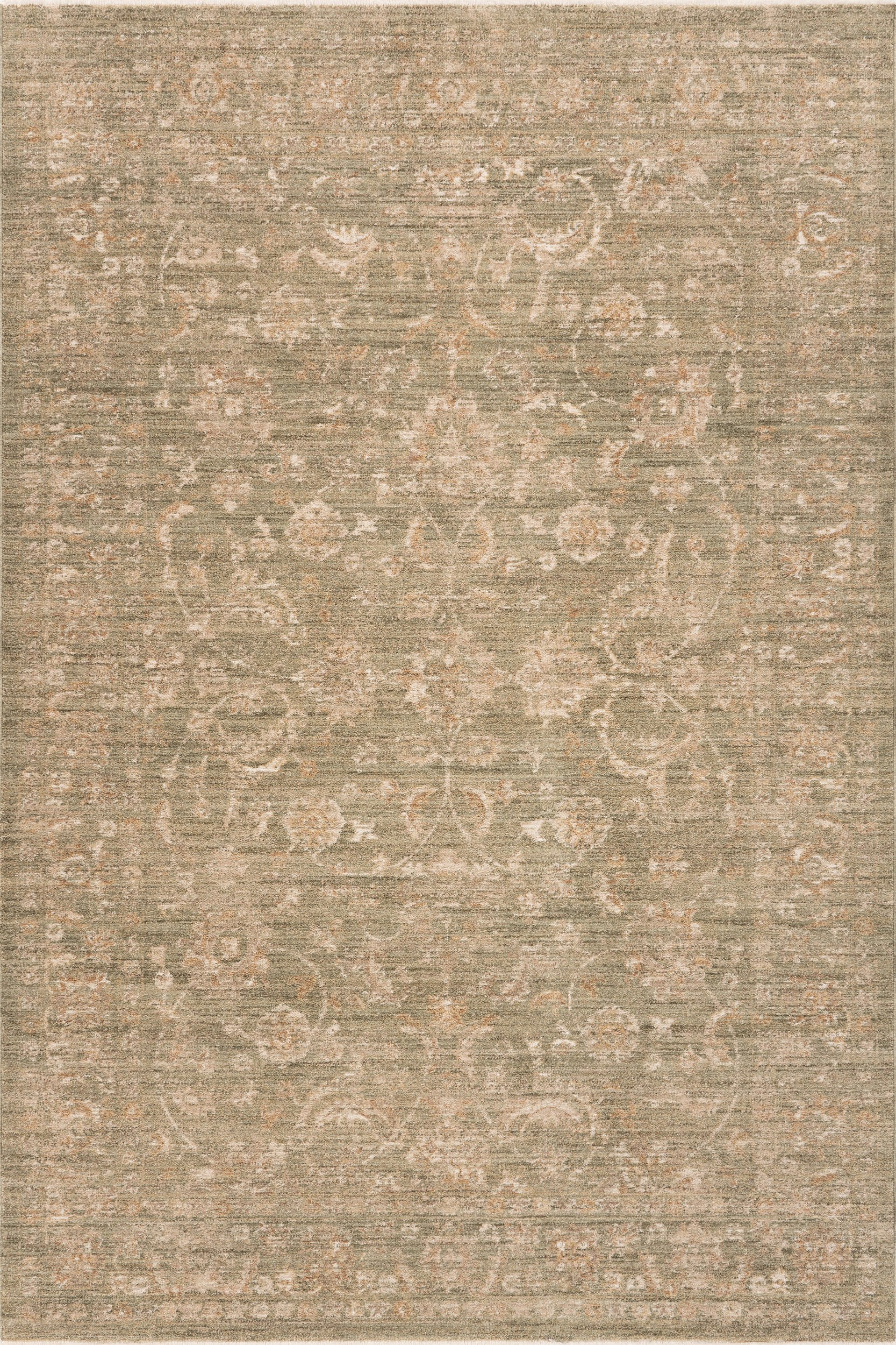 74255f713f006f155e20ef051603c44c9dc3a3d0 Isolated view of Green Rectangle Sivaria Traditional Vintage & Distressed Rug, showcasing its design