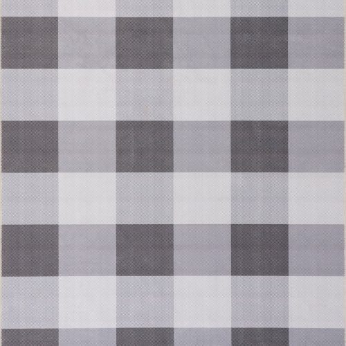 Isolated view of Grey Runner Alanna Buffalo Plaid Spill Proof Washable Rug, showcasing its design