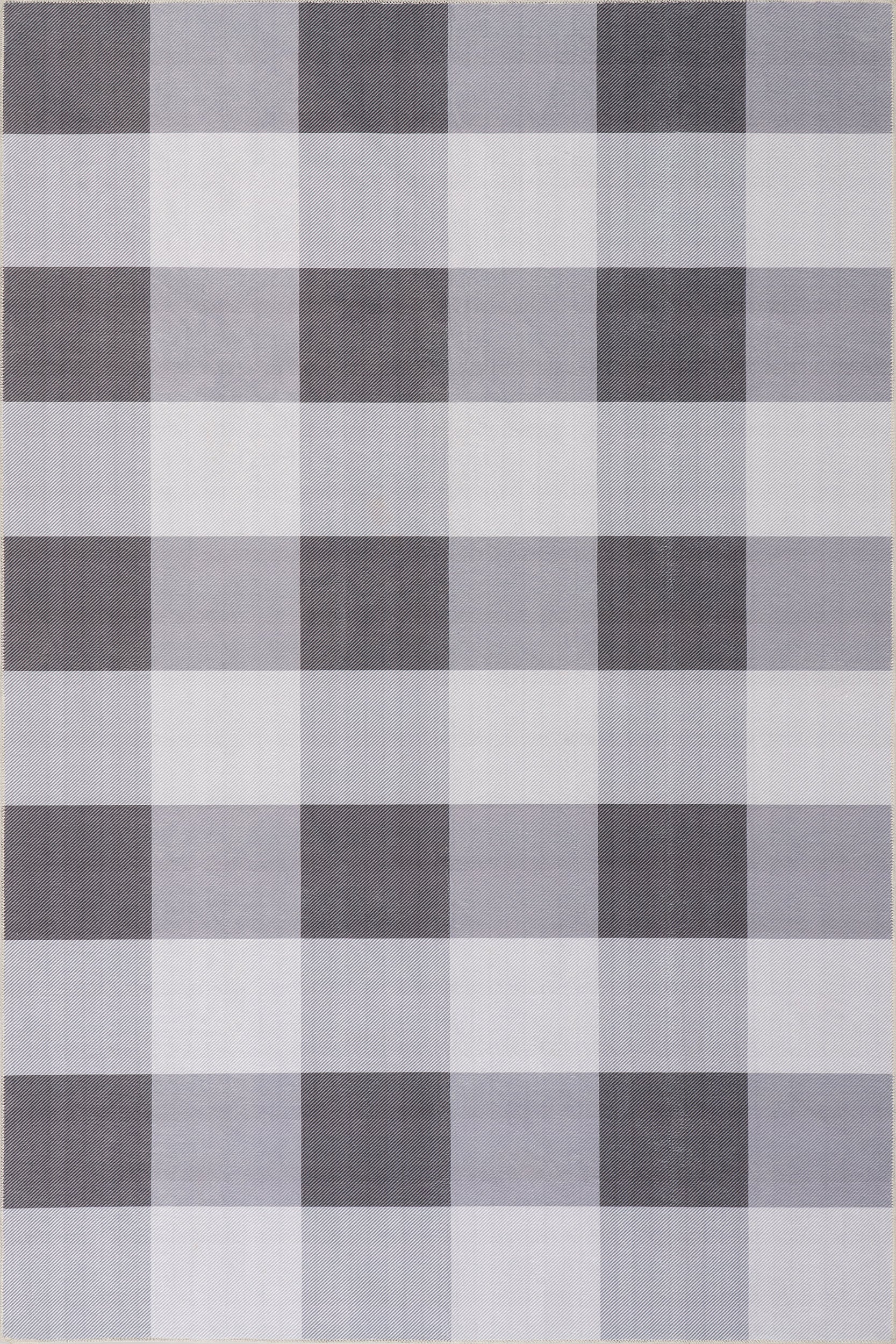 79d8075fd2ac5d930671fd044d86d4671e312f92 Isolated view of Grey Runner Alanna Buffalo Plaid Spill Proof Washable Rug, showcasing its design
