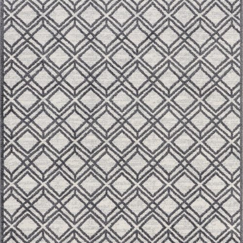 Isolated view of Dark Grey Rectangle Evalina Moroccan Trellis Rug, showcasing its design