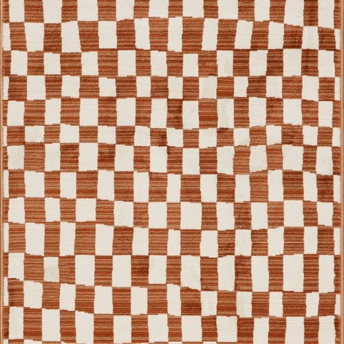 Isolated view of Orange Runner Rasali Checkered Box Rug, showcasing its design