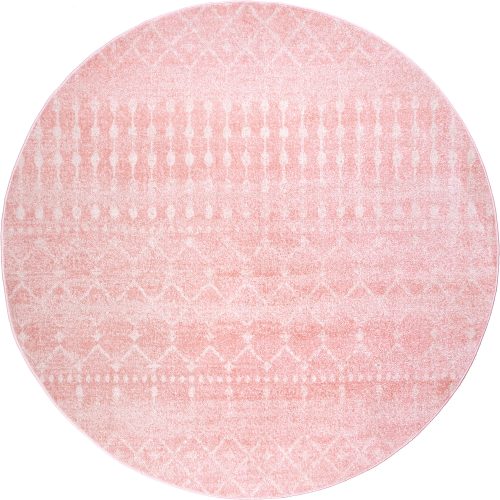 Isolated view of Pink Round Moroccan Trellis Rug, showcasing its design