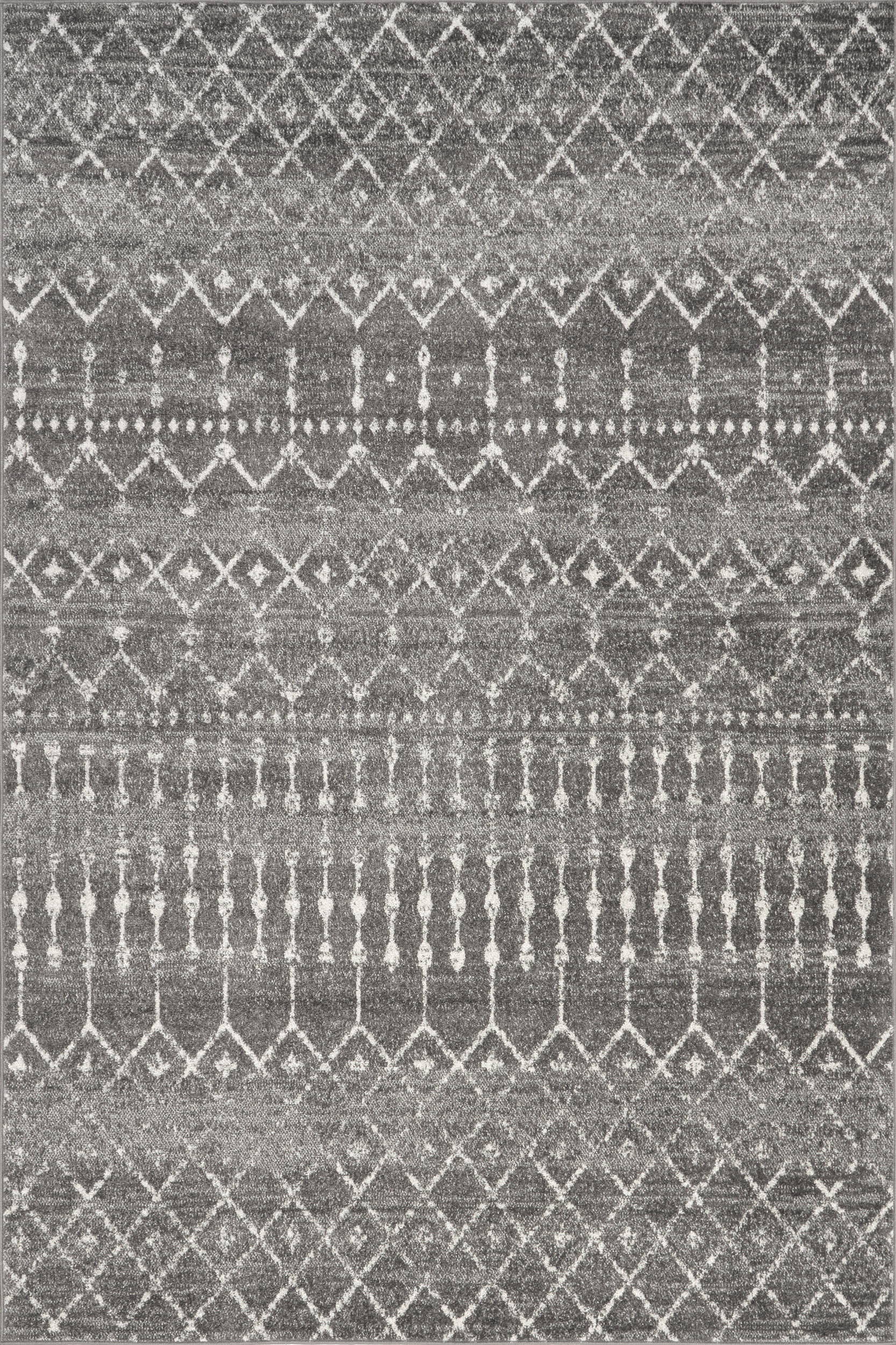 8a3d17fcdb073ee28a331b56a76d87b5a98f8ca7 Isolated view of Dark Grey Square Moroccan Trellis Rug, showcasing its design