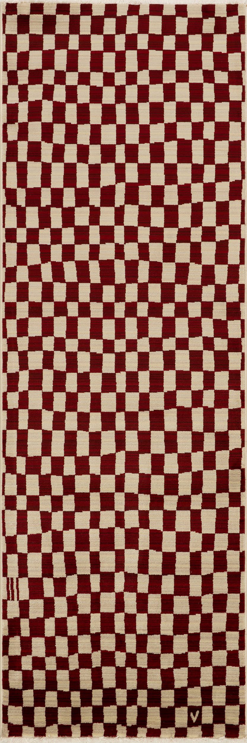 8c3ef137c9abaf453ab871b746440683f70953e5 Isolated view of Red Runner Rasali Checkered Box Rug, showcasing its design