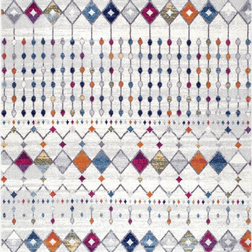 Isolated view of Multicolor Square Moroccan Trellis Rug, showcasing its design