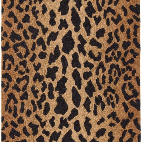 Leopard Hand Micro Hooked Wool Rug | Brown