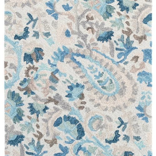 Ines Hand Micro Hooked Wool Rug | Blue