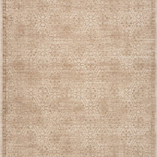 Isolated view of Tan Rectangle Velvenne Traditional Vintage & Distressed Rug, showcasing its design