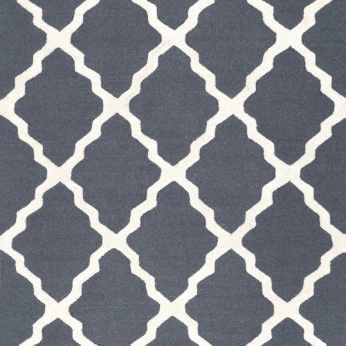 Isolated view of Blue Grey Rectangle Moroccan Trellis Rug, showcasing its design