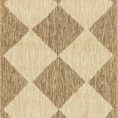 Isolated view of Brown Runner Adelaide Harlequin Indoor/Outdoor Rug, showcasing its design