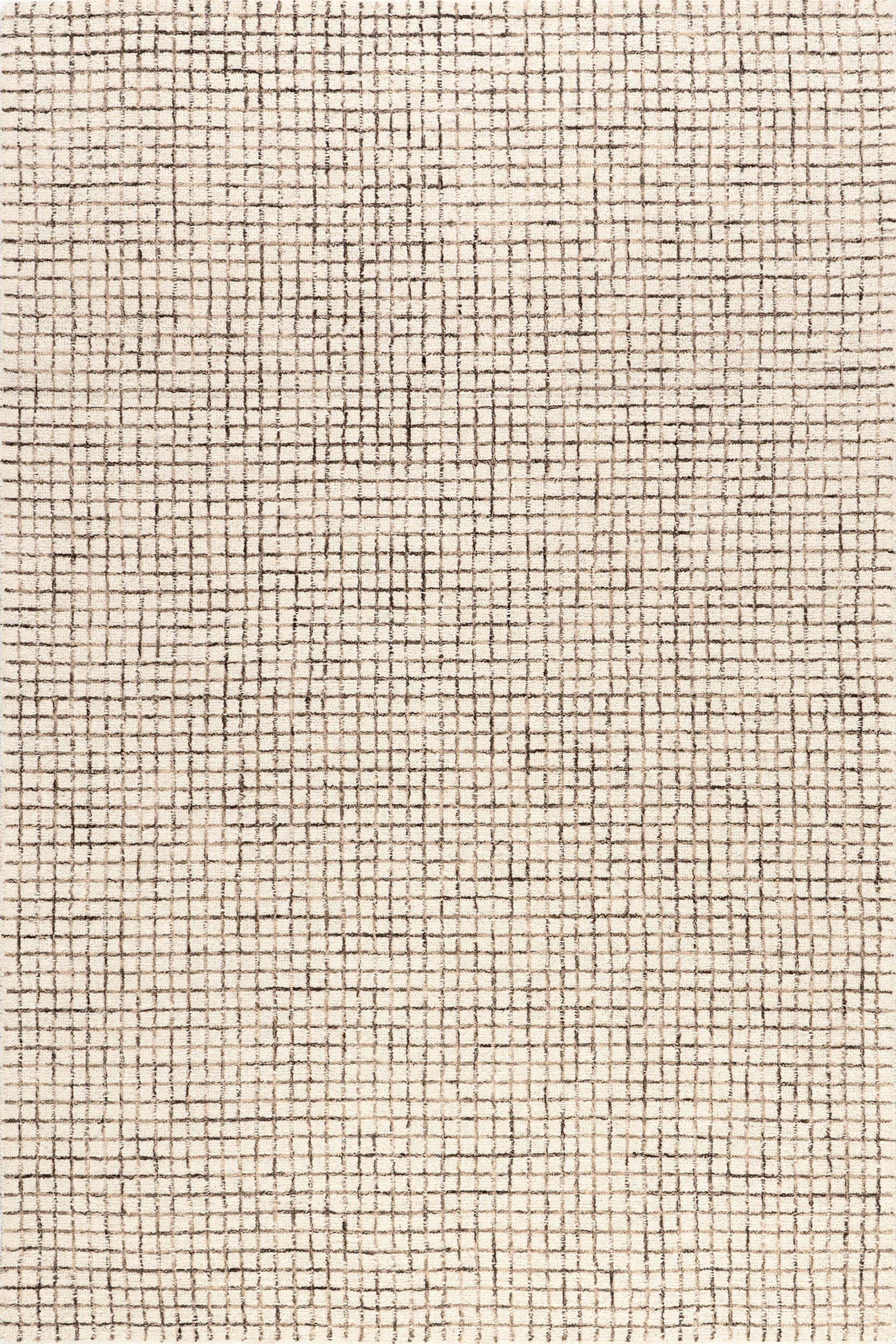 9e171368bb0da59a9690b48340c362af8842c4f1 Isolated view of Cream Rectangle Melrose Checked Rug, showcasing its design