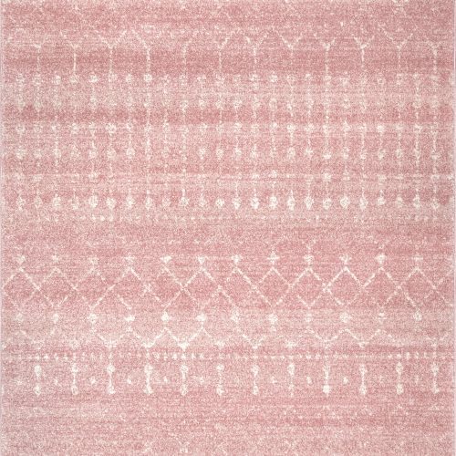 Isolated view of Pink Rectangle Moroccan Trellis Rug, showcasing its design
