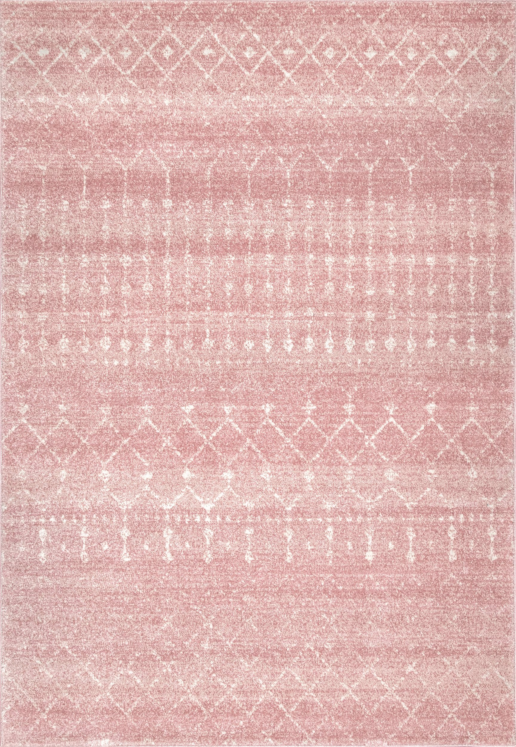 9fc7cba1937107c23e0e0480b68342b27473ab84_ca673ec5-f818-4aea-adc5-82e6461fb660 Isolated view of Pink Rectangle Moroccan Trellis Rug, showcasing its design