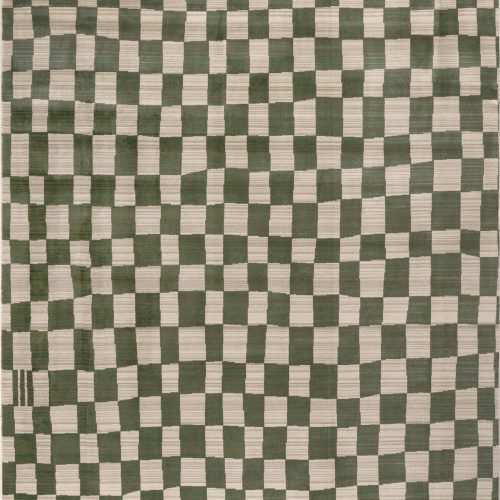 Isolated view of Green Rectangle Rasali Checkered Box Rug, showcasing its design