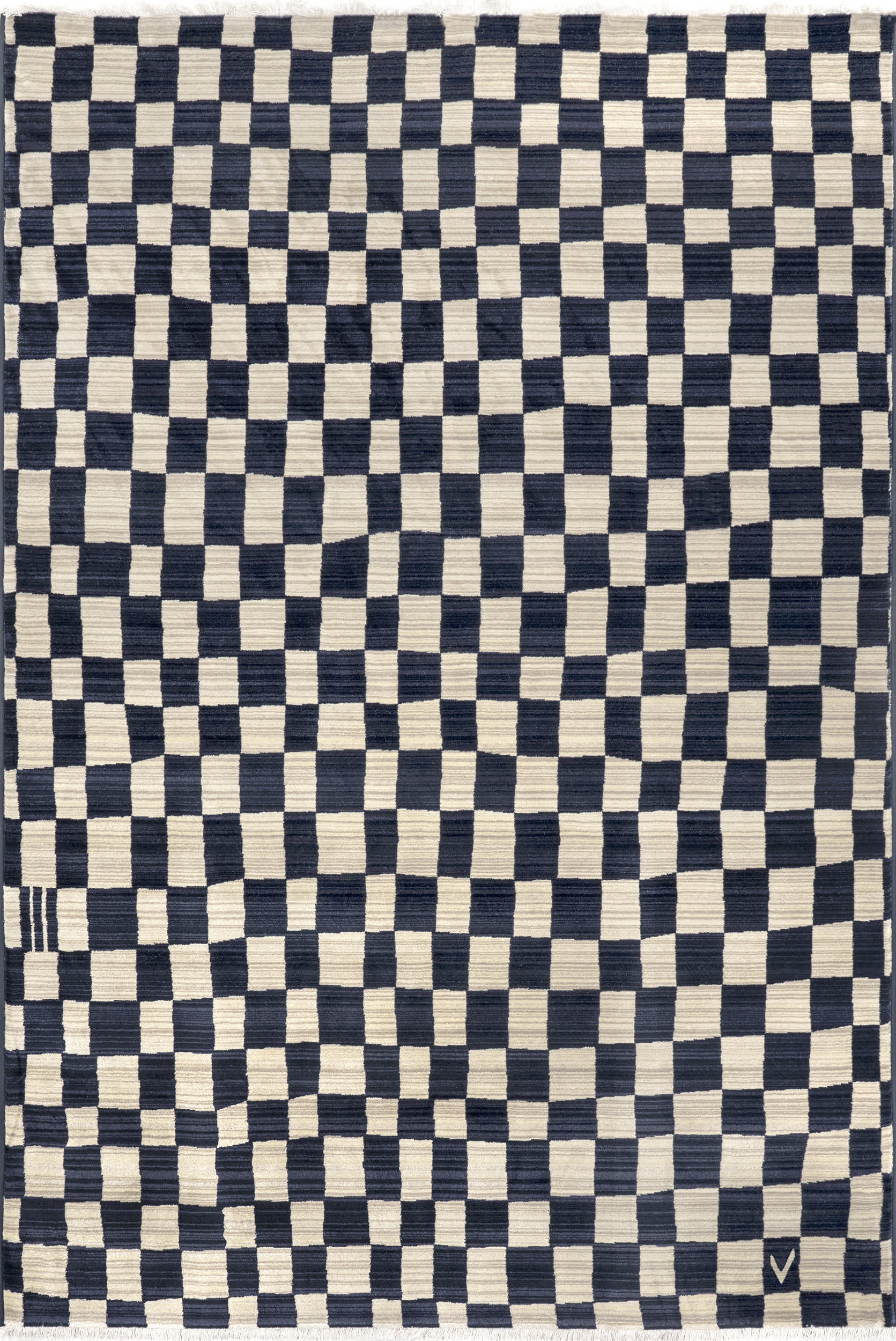 aba0232c235bd6adeaed99cfc867f468f5062612_4deb5c25-0ff9-4c35-bc5c-8444150e3bfe Isolated view of Navy Rectangle Rasali Checkered Box Rug, showcasing its design