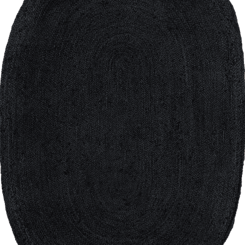 Isolated view of Black Oval Jute Braided Rug, showcasing its design