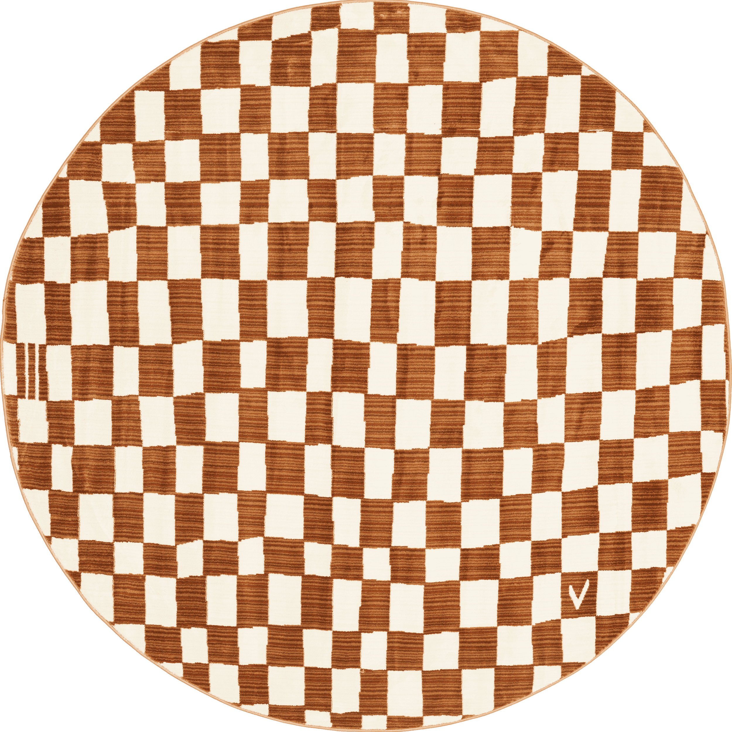 b5b4ae0bb849e1ceb3b42e13e4df05568ca5b1f4 Isolated view of Orange Round Rasali Checkered Box Rug, showcasing its design
