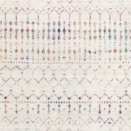 Isolated view of Light Multicolor Rectangle Moroccan Trellis Rug, showcasing its design
