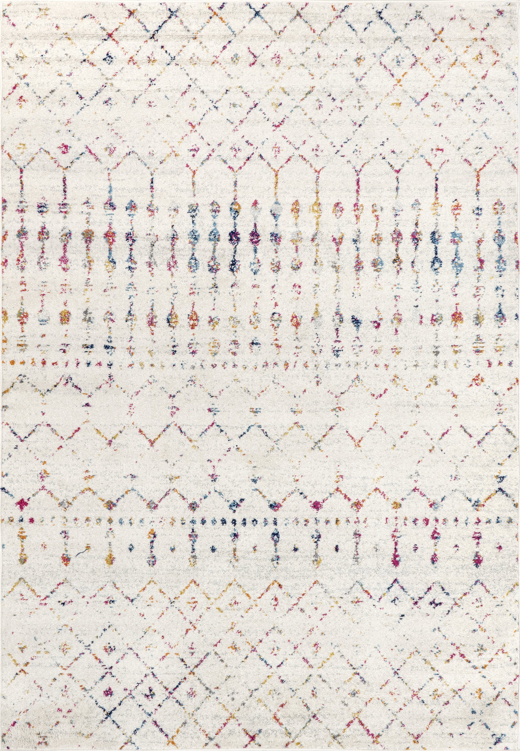bc04b836675a2fdc1eb1159ca8f43e2cf87674b4 Isolated view of Light Multicolor Rectangle Moroccan Trellis Rug, showcasing its design