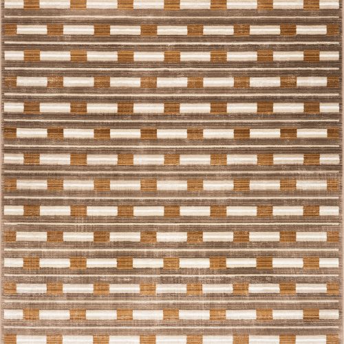 Isolated view of Brown Rectangle Calixa Modern Geometric Rug, showcasing its design