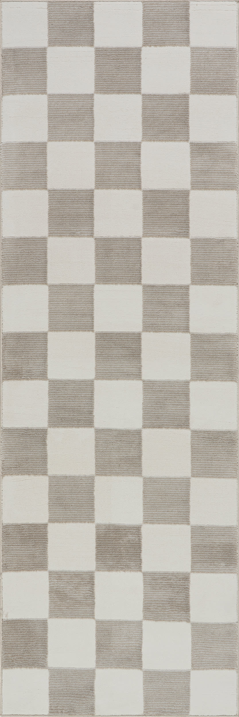 c593adbe0acbd680a3ad0afb0991e92960484ea1 Isolated view of Cream/Grey Runner Maplewood Plush Textured Washable Rug, showcasing its design