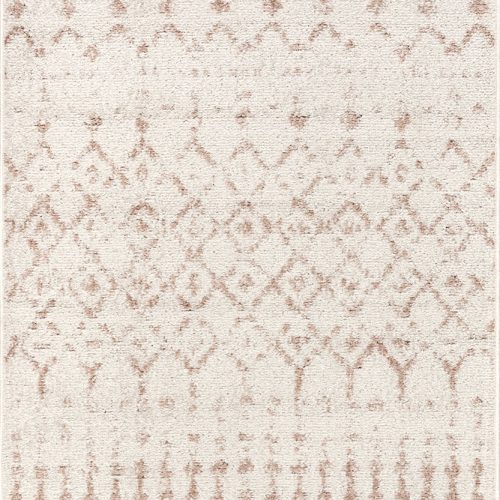 Isolated view of Neutral Runner Moroccan Trellis Rug, showcasing its design