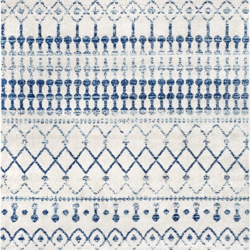 Isolated view of Light Blue Rectangle Moroccan Trellis Rug, showcasing its design