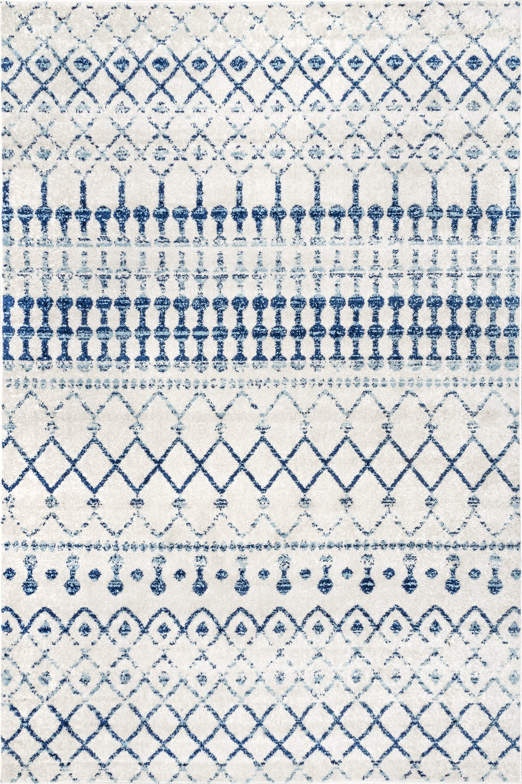cb9c548d63773b4b2b907e1eb0661cd4eb8a3013 Isolated view of Light Blue Rectangle Moroccan Trellis Rug, showcasing its design