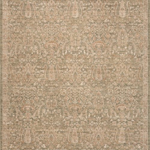 Isolated view of Green Rectangle Valora Traditional Vintage & Distressed Rug, showcasing its design