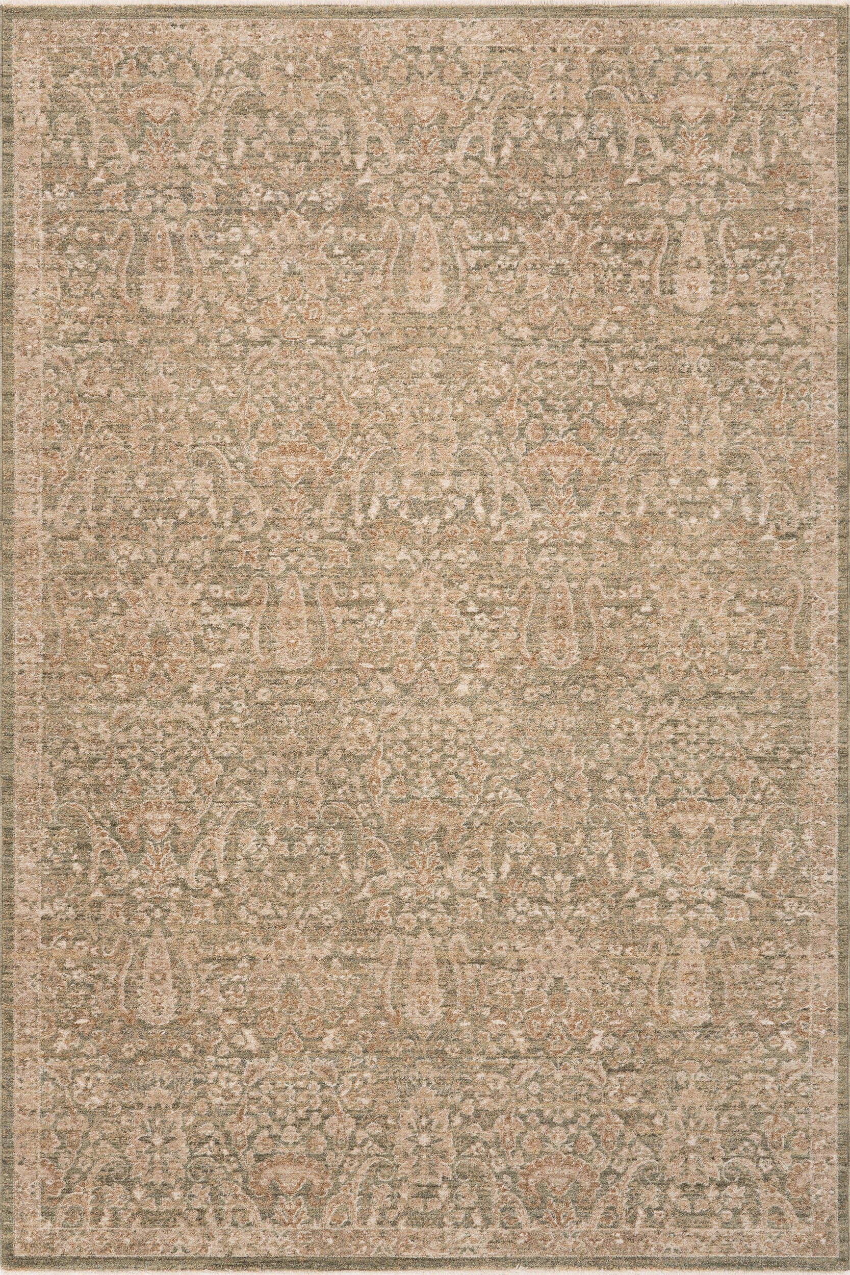 d069560e8ae52cbfbc7dd5bcc4643ac27620da11 Isolated view of Green Rectangle Valora Traditional Vintage & Distressed Rug, showcasing its design