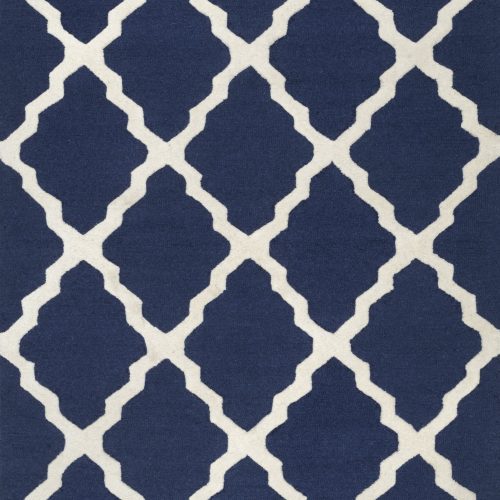 Isolated view of Navy Rectangle Moroccan Trellis Rug, showcasing its design