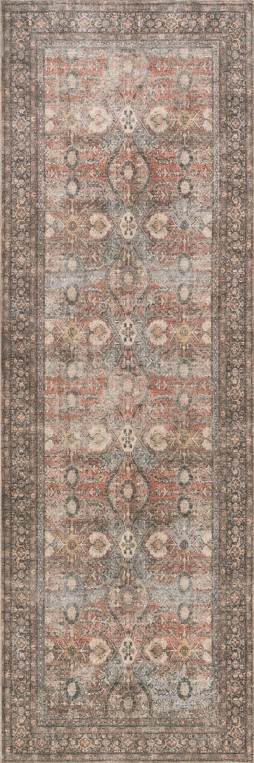 d6952673adc504aa156873e088a4e34e65bb015b Isolated view of Multicolor Runner Chester Antiqued Jute-Blend Rug, showcasing its design