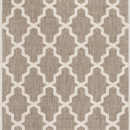 Isolated view of Taupe Rectangle Indoor/Outdoor Moroccan Trellis Rug, showcasing its design