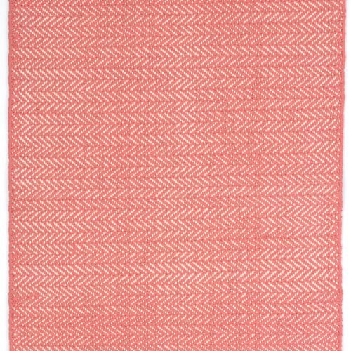Herringbone Handwoven Cotton Rug | Coral