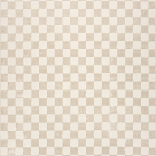 Isolated view of Cream Rectangle Cape May Plush Textured Washable Rug, showcasing its design