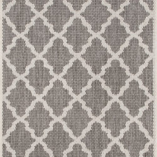 Isolated view of Grey Runner Indoor/Outdoor Moroccan Trellis Rug, showcasing its design