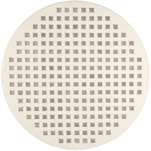 Isolated view of Cream Round Lambertville Plush Textured Washable Rug, showcasing its design