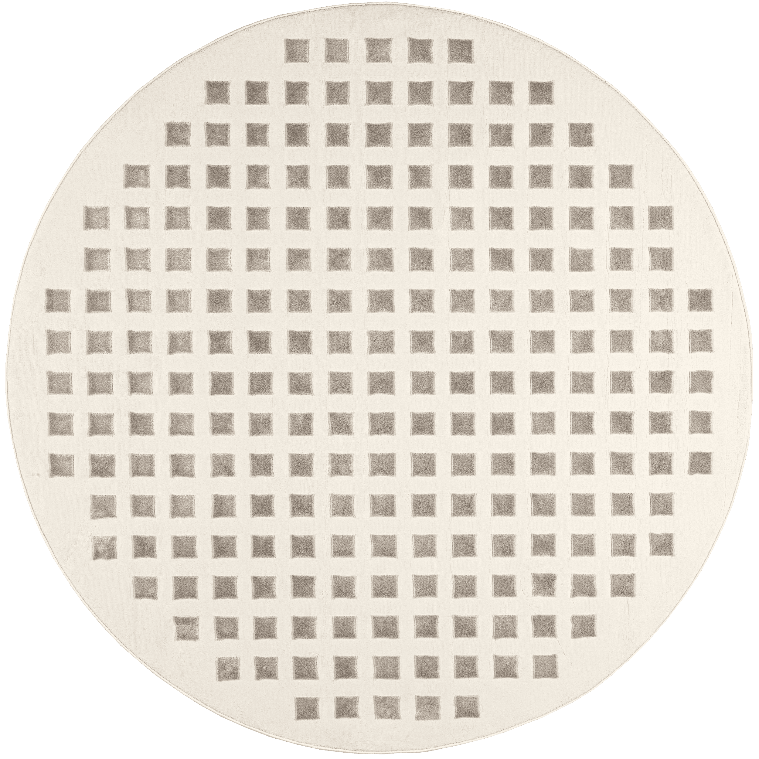 e26aa752b38628b82771959ea27fb9f3e7a819e9 Isolated view of Cream Round Lambertville Plush Textured Washable Rug, showcasing its design