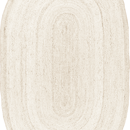 Isolated view of Off White Oval Jute Braided Rug, showcasing its design