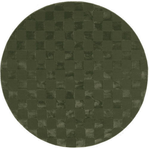 Isolated view of Green Round Cape May Plush Textured Washable Rug, showcasing its design