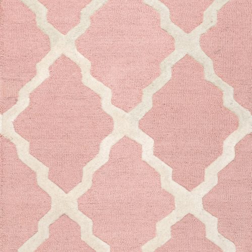 Isolated view of Baby Pink Runner Moroccan Trellis Rug, showcasing its design