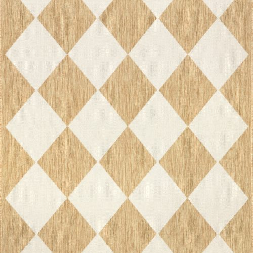 Isolated view of Tan Rectangle Adelaide Harlequin Indoor/Outdoor Rug, showcasing its design
