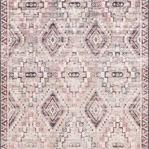 Isolated view of Rust Rectangle Athlezia Moroccan Trellis Rug, showcasing its design