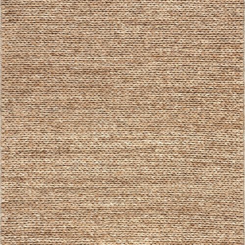 Isolated view of Tan Runner Softest Knit Wool Rug, showcasing its design